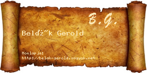 Belák Gerold névjegykártya